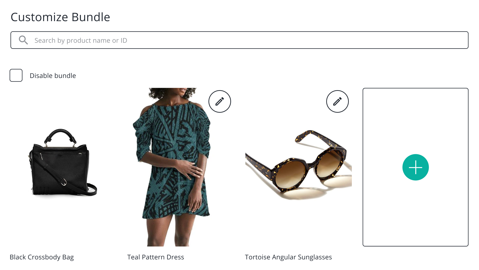Client dashboard where the client can manually edit the bundle