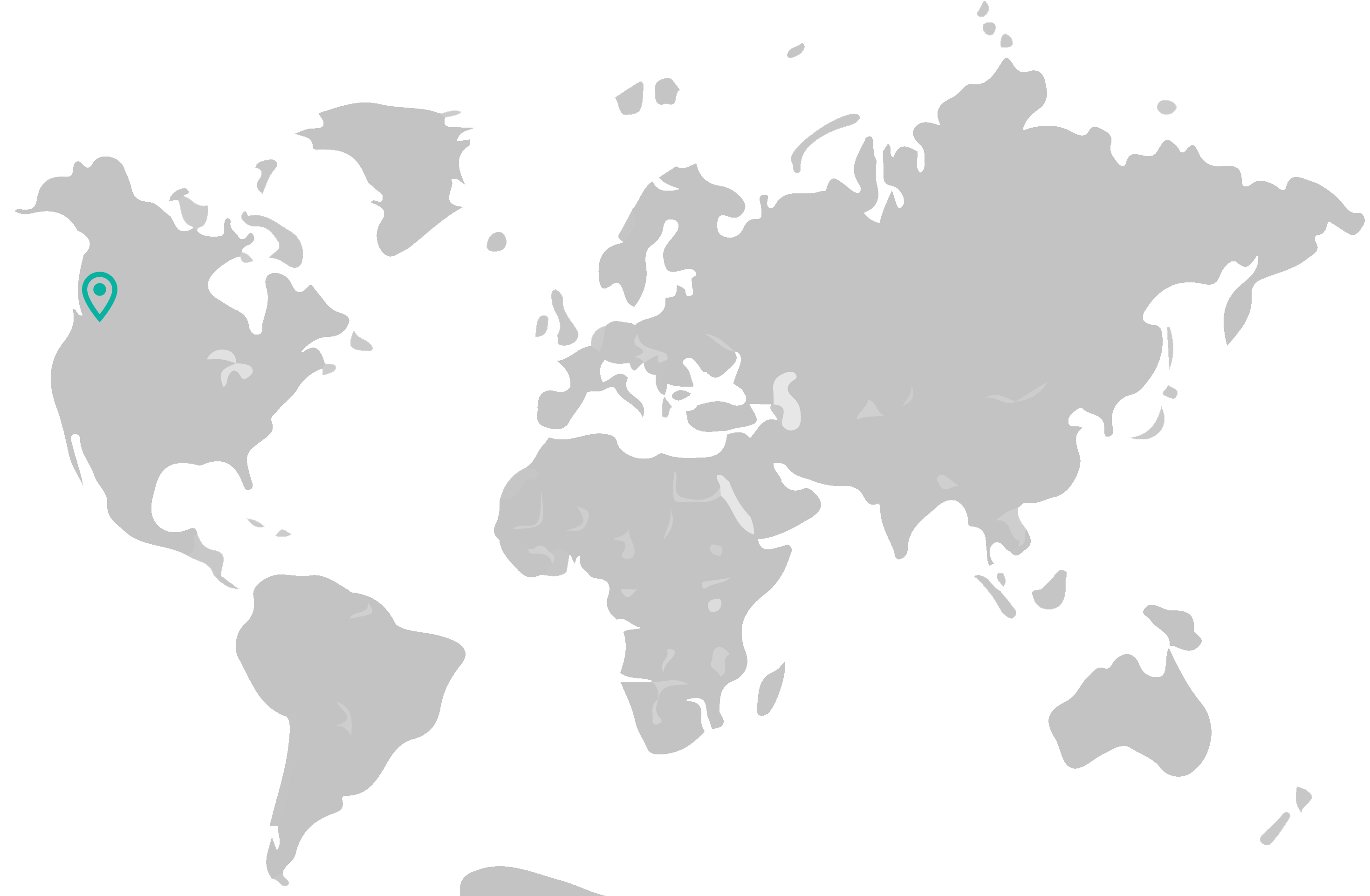 A map of the world with a pinned location of ScopeMedia in Vancouver, BC, Canada.